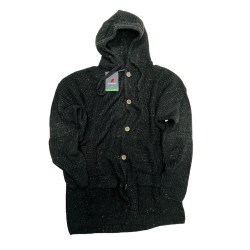 Maglione/Giacca  Semi-lungo Maxfort con bottoni e cappuccio nero.