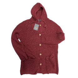 Maglione/Giacca  Semi-lungo Maxfort con bottoni e cappuccio bordo.