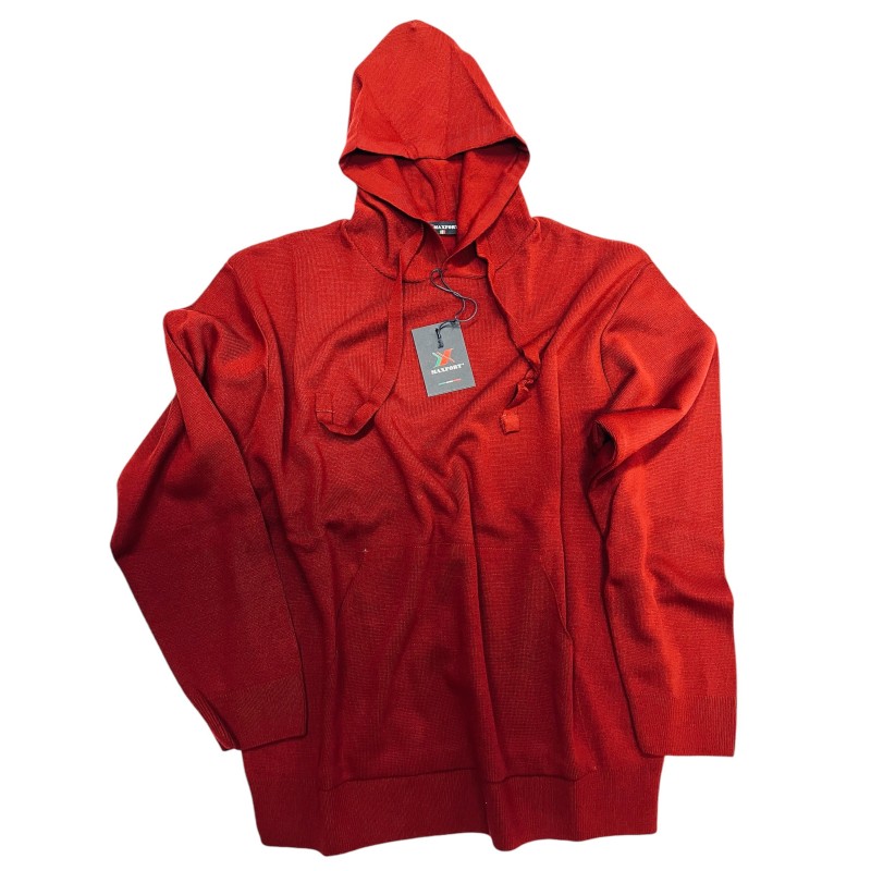 Maglione sottile cotone leggero Maxfort con cappuccio sportivo bordo