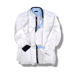 Camicia 100% Lino | Bianco | Dalla 3XL alla 8XL Maxfort linea a contrasto extralarge comoda vestibilita larga/lunga.