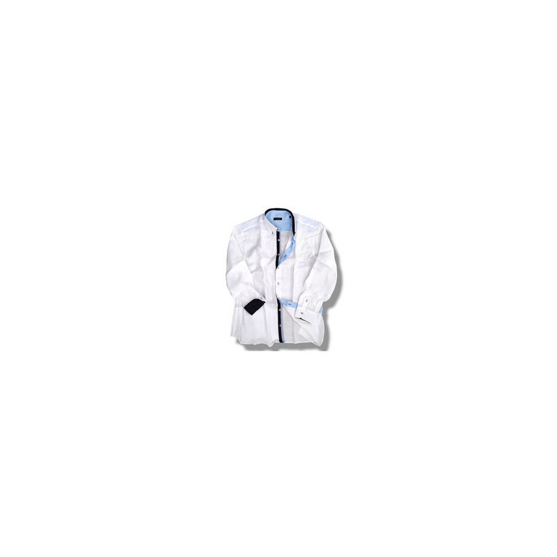 Camicia 100% Lino | Bianco | Dalla 3XL alla 8XL Maxfort linea a contrasto extralarge comoda vestibilita larga/lunga.