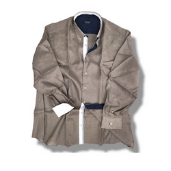 Camicia 100% Lino | Fango | Dalla 3XL alla 8XL Camicia uomo 100% lino taglie forti Maxfort