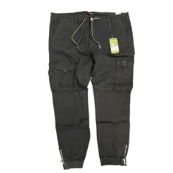Cargo Sportivo Nero con elastico Blocco38 con taschoni laterali