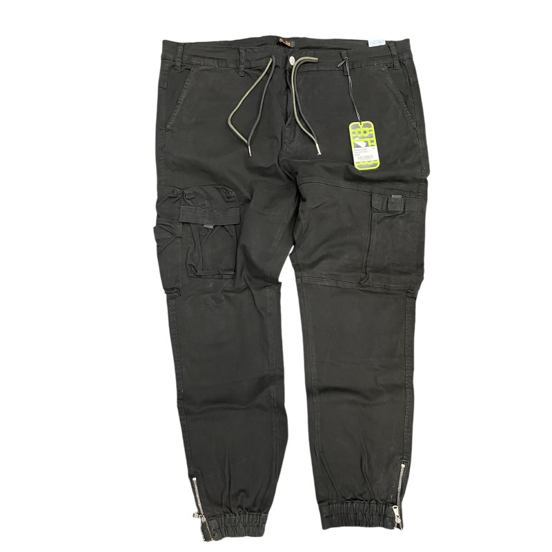Cargo Sportivo Nero con elastico Blocco38 con taschoni laterali