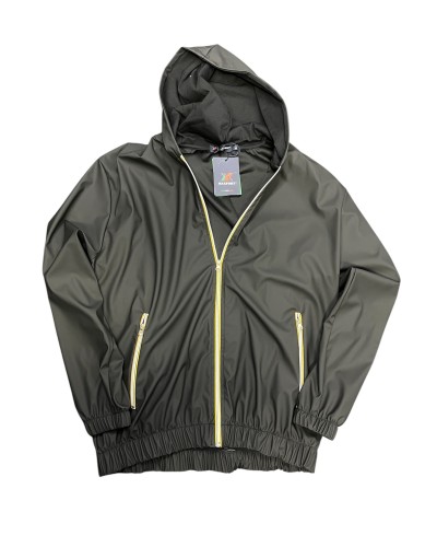 Giacca antivento sportiva Maxfort Zip/contrasto Nera con cappuccio antipioggia