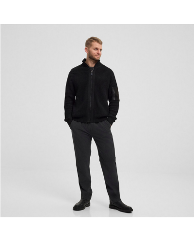 Maglione nero zip intera