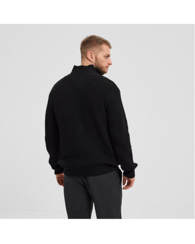 Maglione nero zip intera