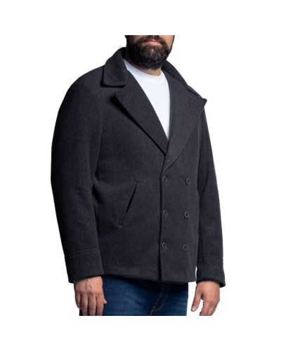 Doppio petto cappotto blu taglie forti uomo