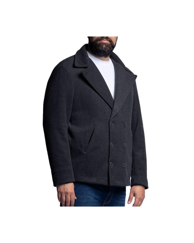 Doppio petto cappotto blu taglie forti uomo