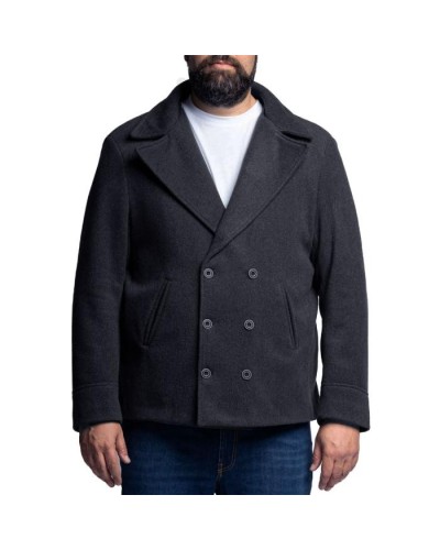 Doppio petto cappotto blu taglie forti uomo